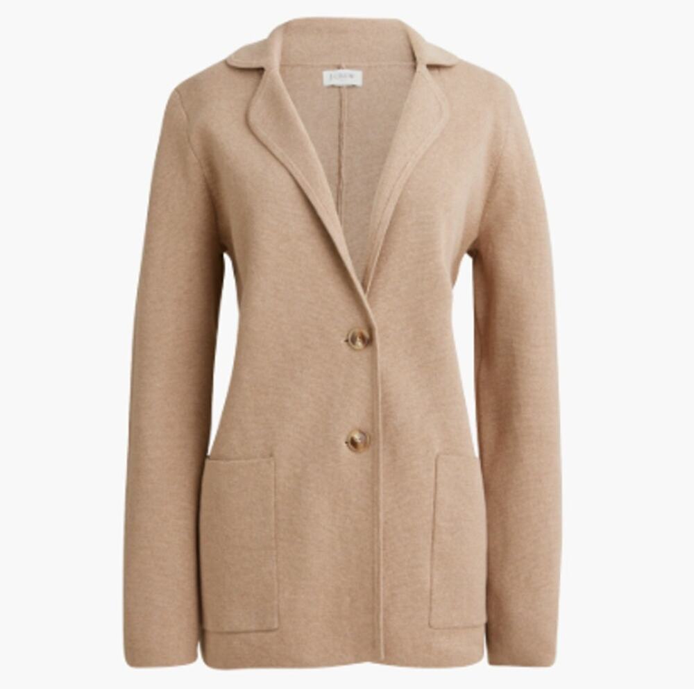 J. Crew Factory Tan Cotton Two-Button Sweater Blazer (S)